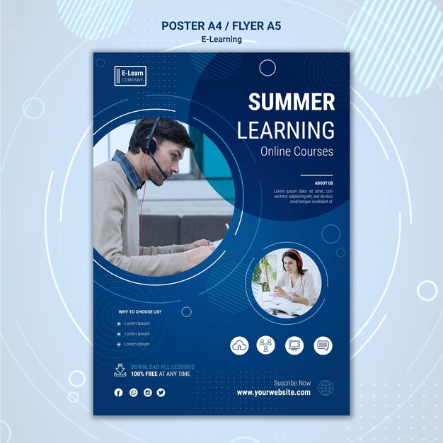E-learning concept flyer template