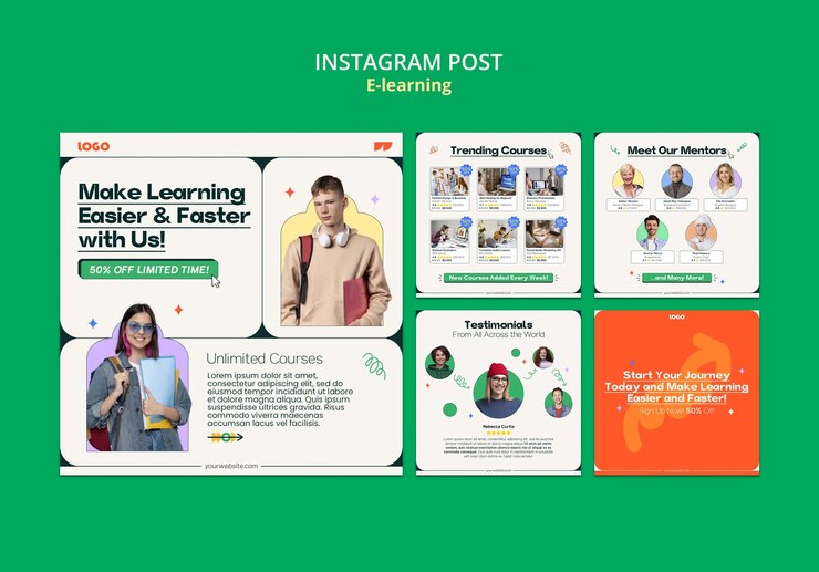 Free PSD e-learning concept  instagram posts