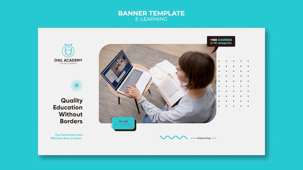 Free PSD e-learning horizontal banner template with dots design