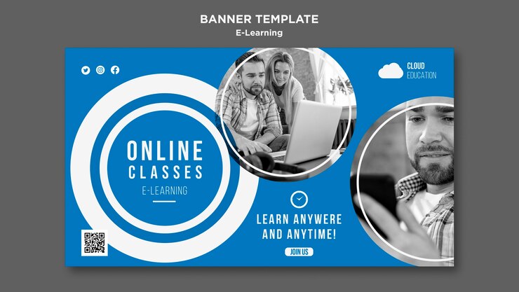 Free PSD e-learning horizontal banner template