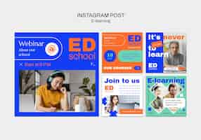 Free PSD e-learning instagram post template design