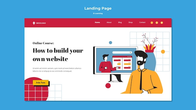 Free PSD e-learning landing page style