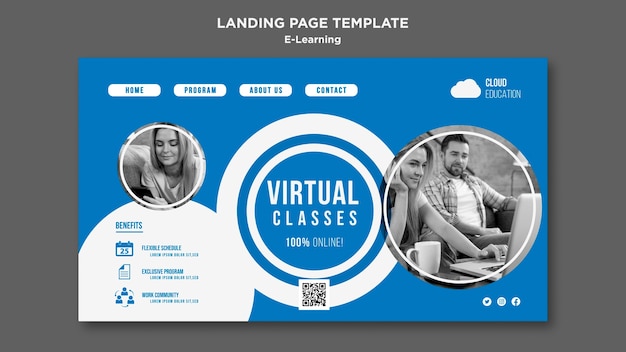 Free PSD e-learning landing page template