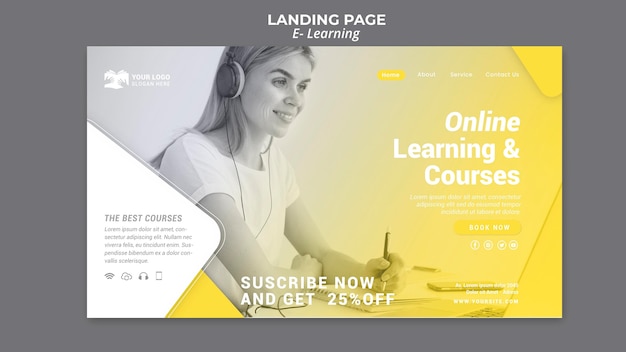 PSD gratuito e learning landing page