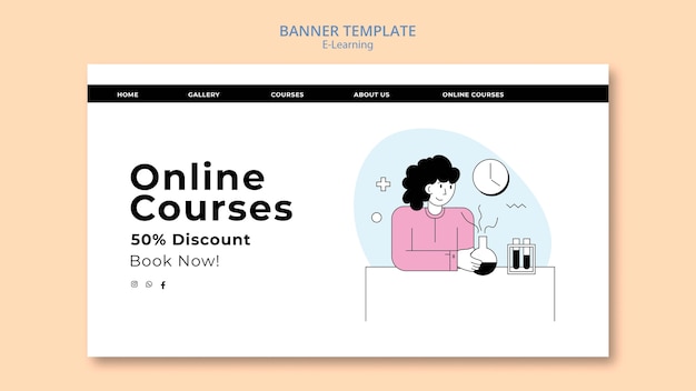 Free PSD e-learning and online classes landing page template