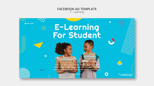 Free PSD e-learning and online classes social media promo template