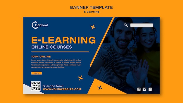 E-learning online courses banner template