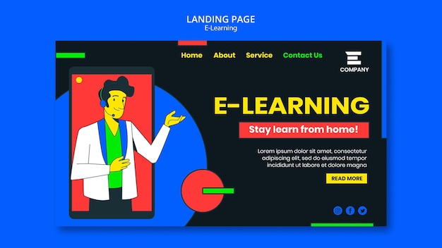 PSD gratuito modello web della piattaforma di e-learning