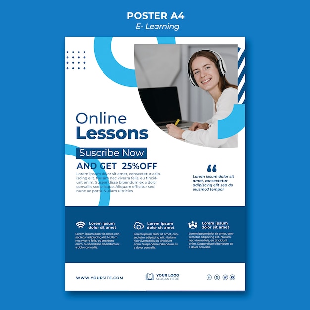 PSD gratuito modello di progettazione di poster per l'e-learning