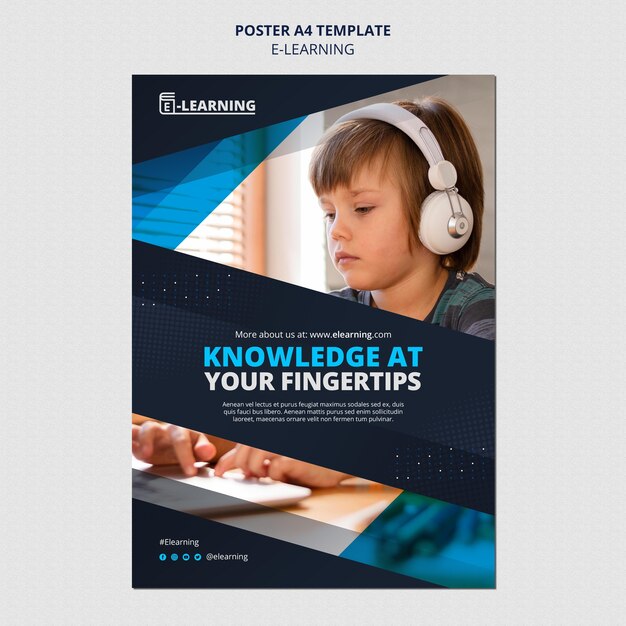 Free PSD e-learning poster template design