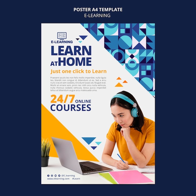 E-learning poster template design