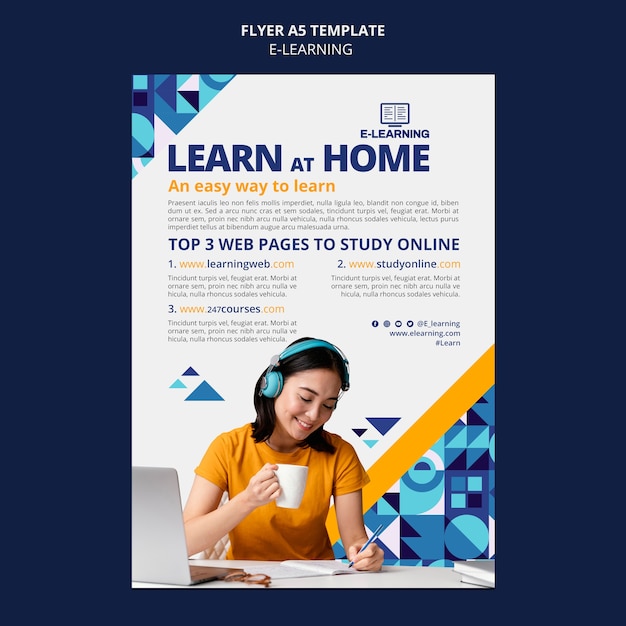 Free PSD e-learning poster template design