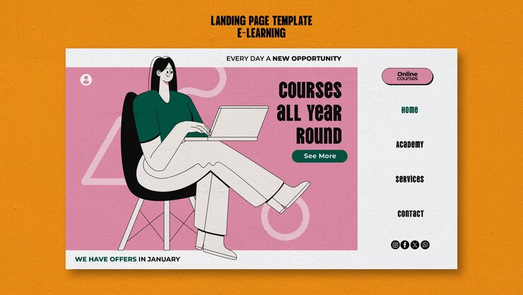 Free PSD e learning template design