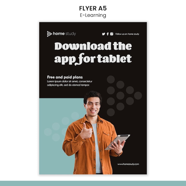 PSD gratuito modello di volantino verticale di e-learning