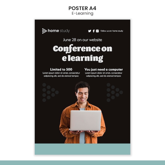 Free PSD E-learning Vertical Poster Template – Download for PSD