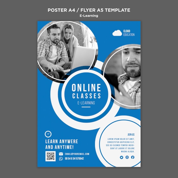 E-learning vertical poster template