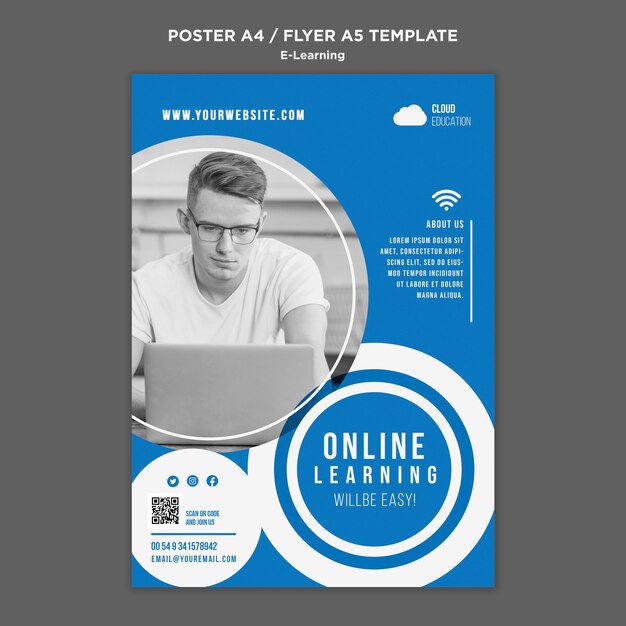 E-learning vertical poster template