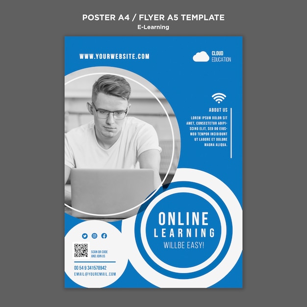 E-learning vertical poster template