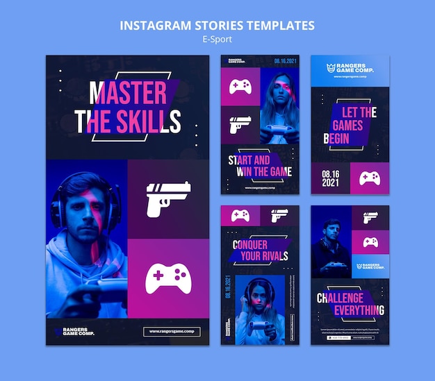 Free PSD | Video game player instagram stories template