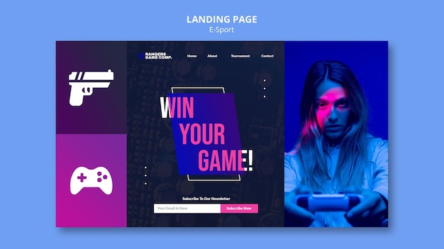 Free PSD e-sport challenge landing page template