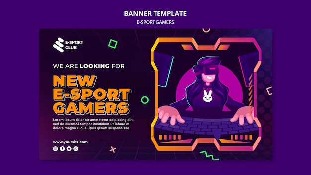 PSD gratuito modello di banner per giochi e-sport