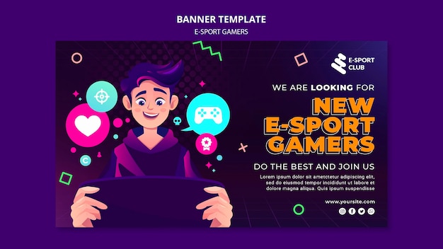 PSD gratuito modello di banner per giochi e-sport