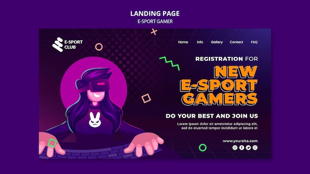 Бесплатный PSD Шаблон целевой страницы электронных спортивных игр