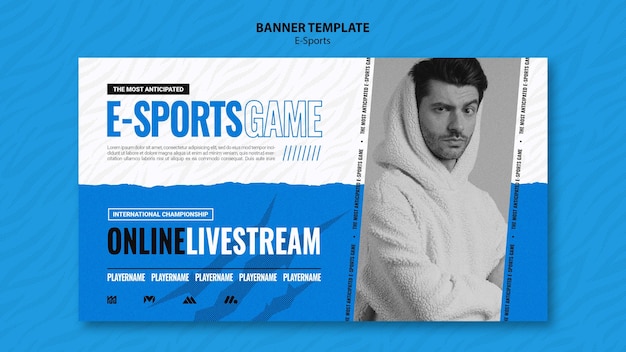 PSD gratuito modello di banner orizzontale di e-sport