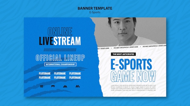 Modello di banner orizzontale di e-sport