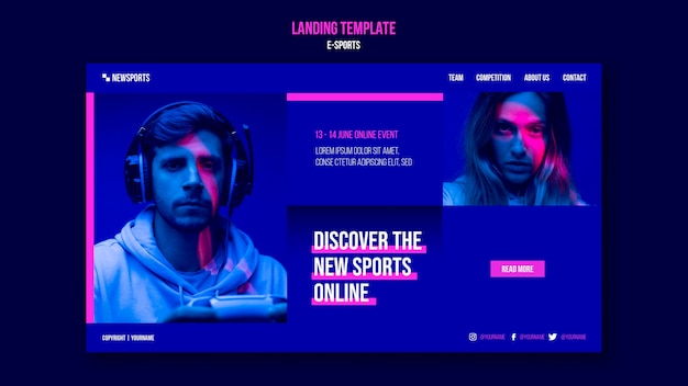 Free PSD e-sports landing page design template