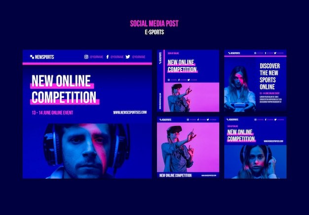 Modello di progettazione di post sui social media di e-sport