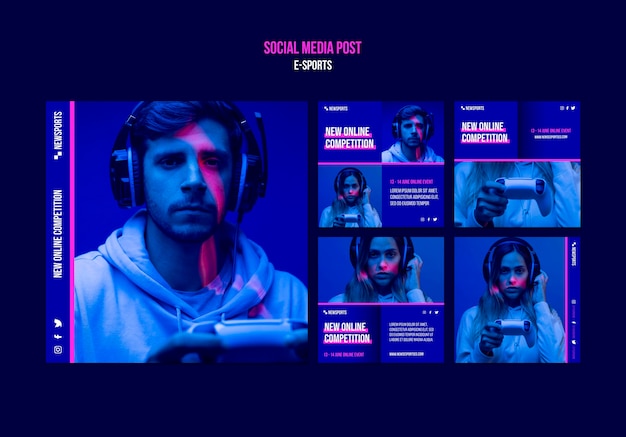 Modello di progettazione di post sui social media di e-sport