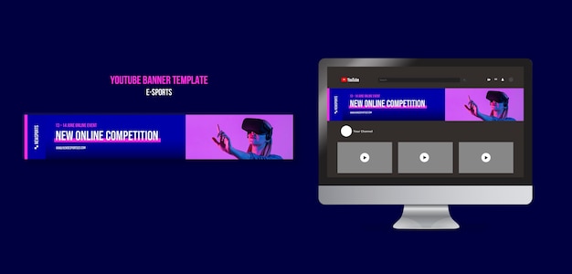 Шаблон дизайна баннера youtube для киберспорта