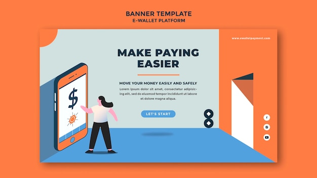Modello di banner per app di portafoglio elettronico