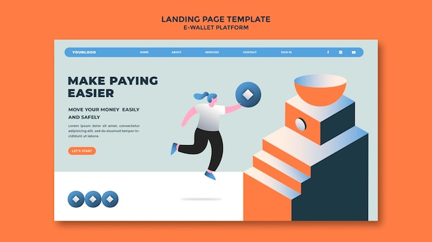 E-wallet app landing page template