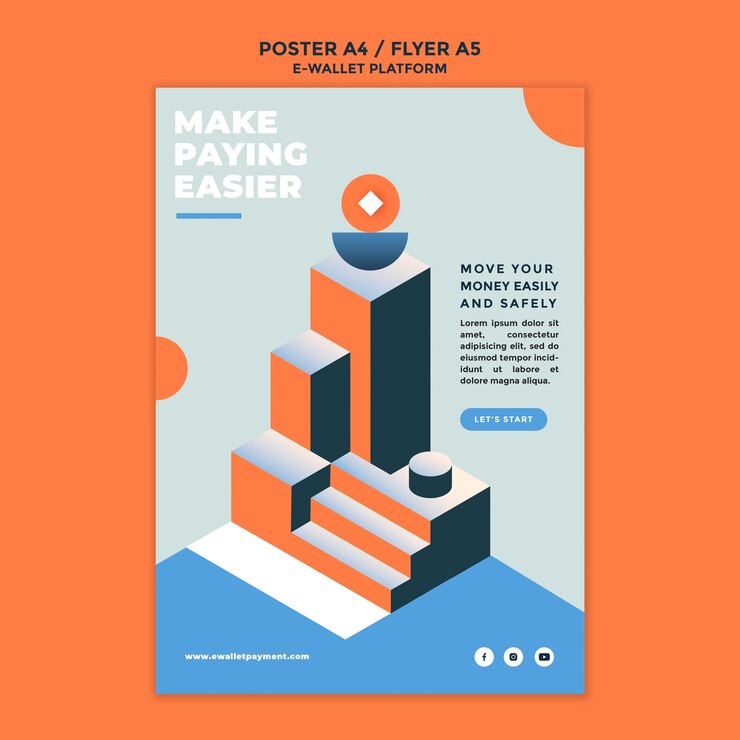 Free PSD e-wallet app print template