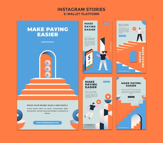 E-wallet app social media stories collection