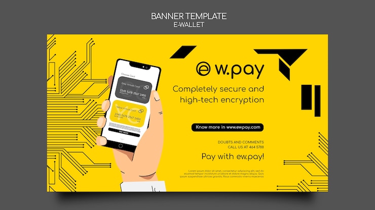 मुफ़्त PSD e-wallet horizontal banner template