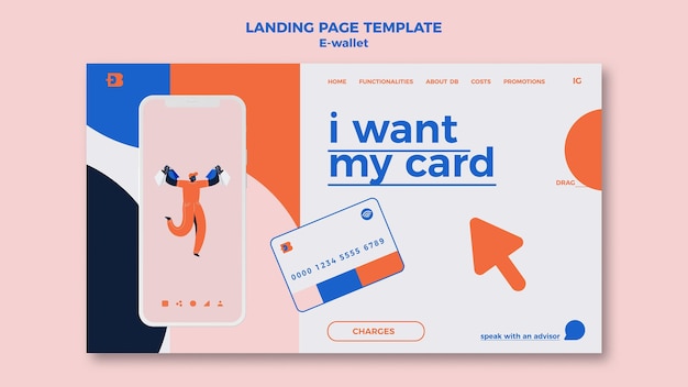 Free PSD e-wallet landing page design template