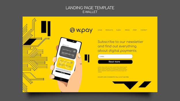 Free PSD e-wallet landing page template