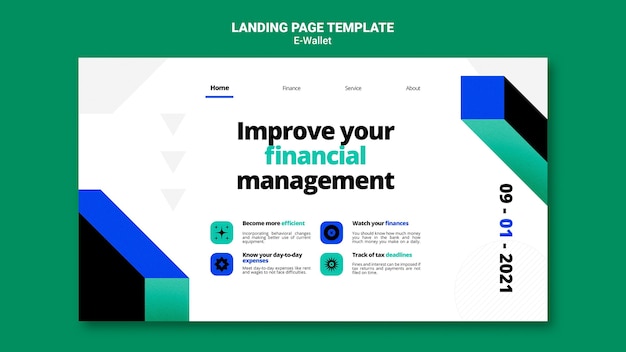 Free PSD e-wallet landing page template