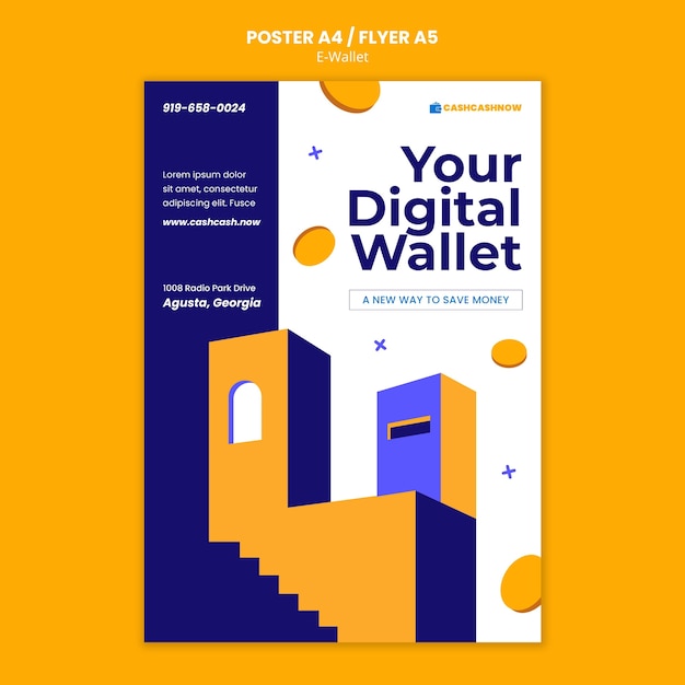 E-wallet services flyer template