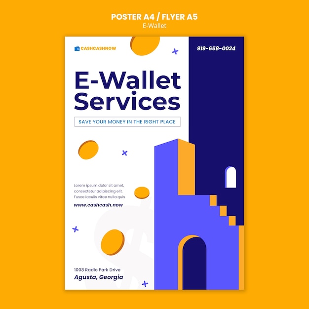 Free PSD e-wallet services poster template