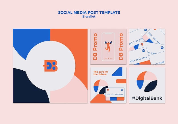 E-wallet social media post design template