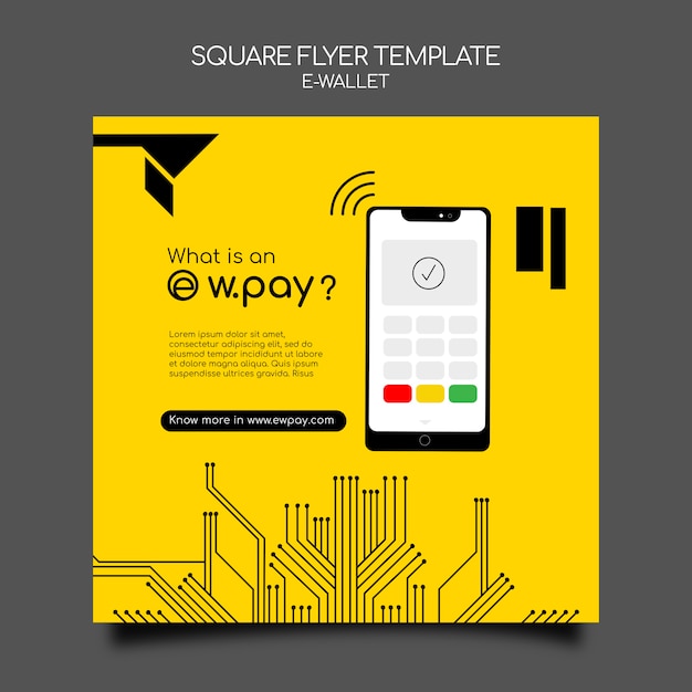 Free PSD e-wallet squared flyer template