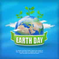 Free PSD earth day 3d social media post design template