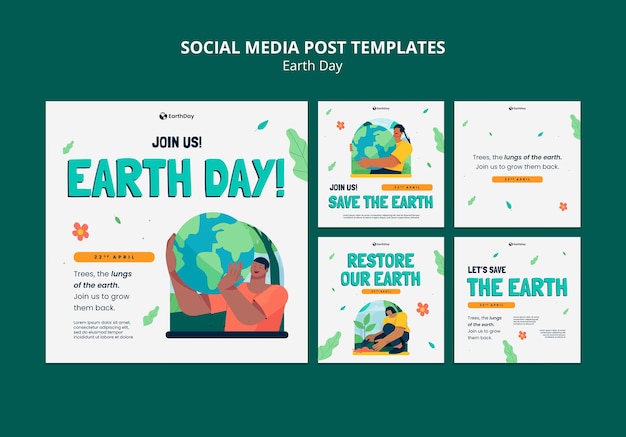 Free PSD earth day celebration instagram posts