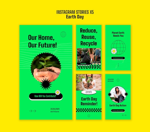 Free PSD earth day celebration instagram stories