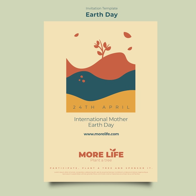 PSD gratuito modello di invito alla celebrazione della giornata della terra