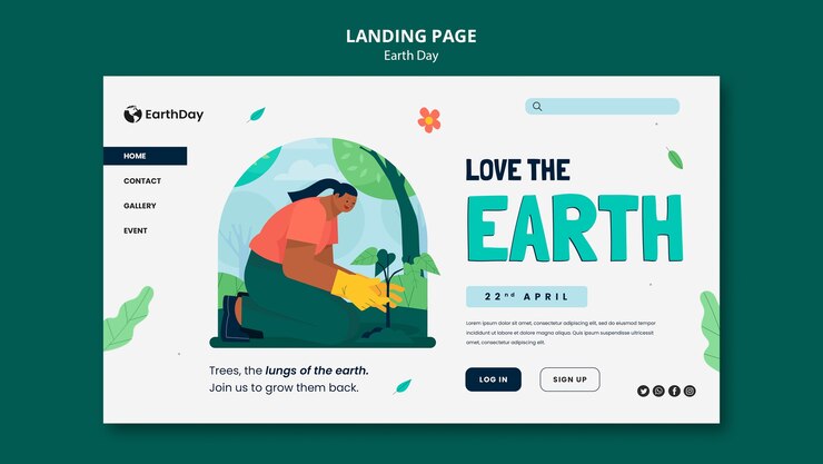 मुफ़्त PSD earth day celebration landing page